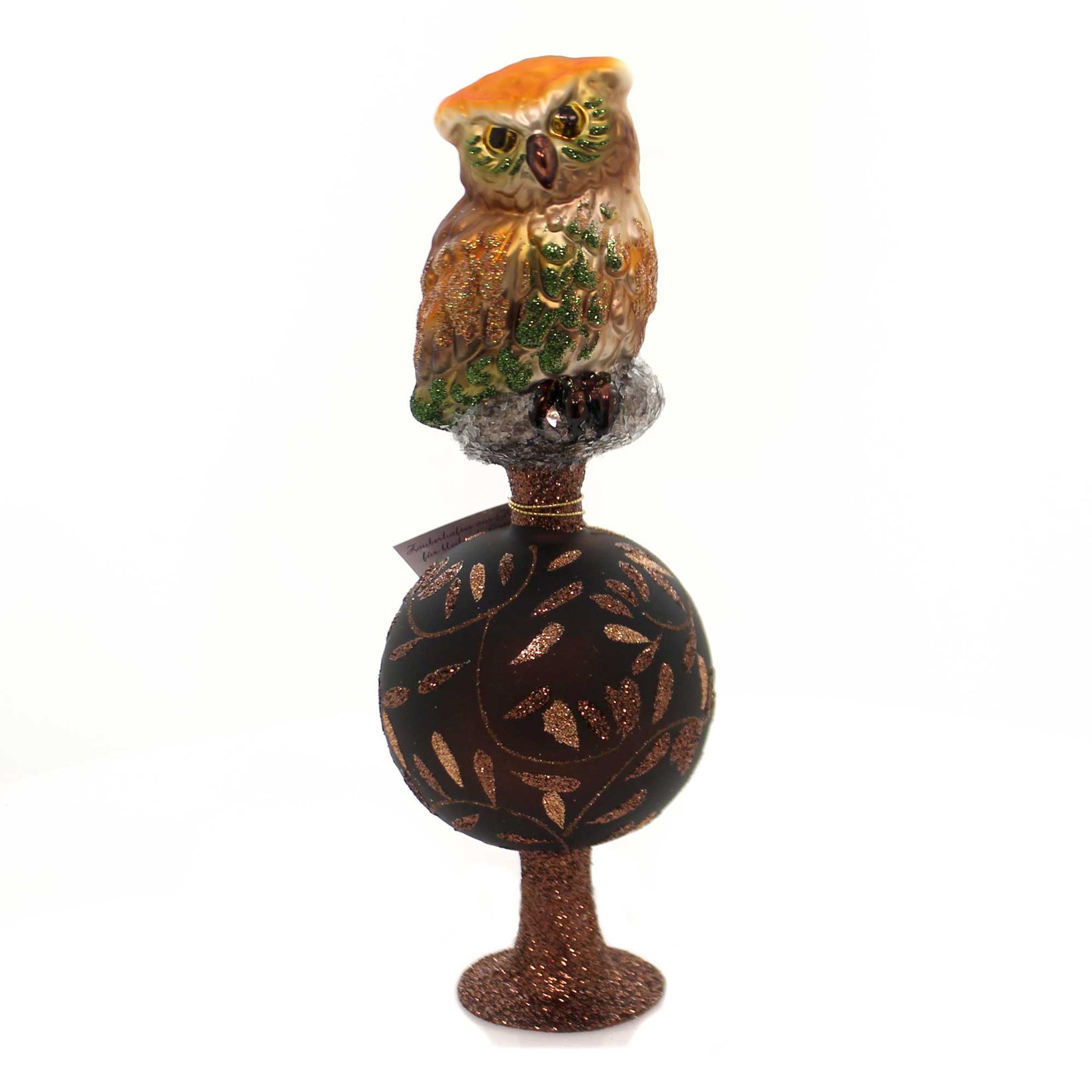 Inge Glas Enchanted Forest Up in the Tree Tops Owl German Glass Tree Topper