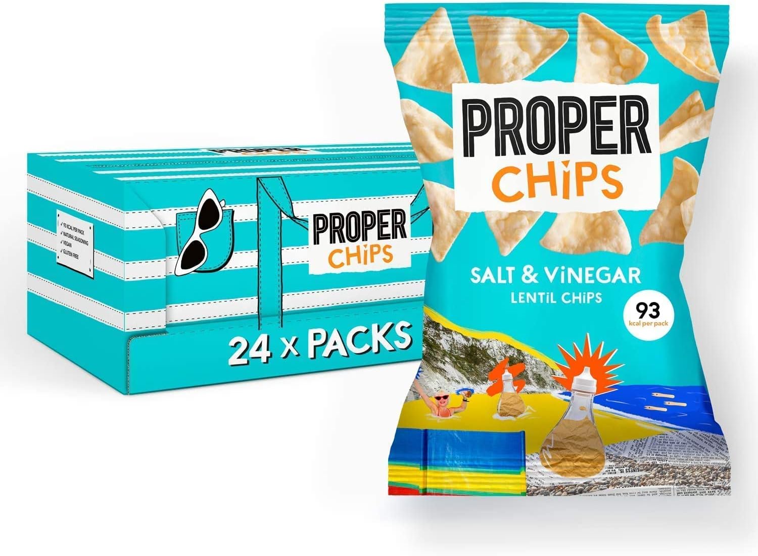 Proper PROPERCHIPS Lentil Crisps Vegan Gluten Free Snack Packs 24 x 20g