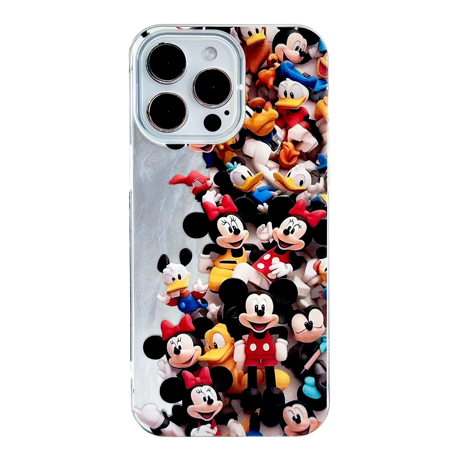 Cute Cartoon Case for iPhone 12，Silver Laser Feather Soft Bumper Shockproof Protective Case for Women Men Teens Kids(Side-12)