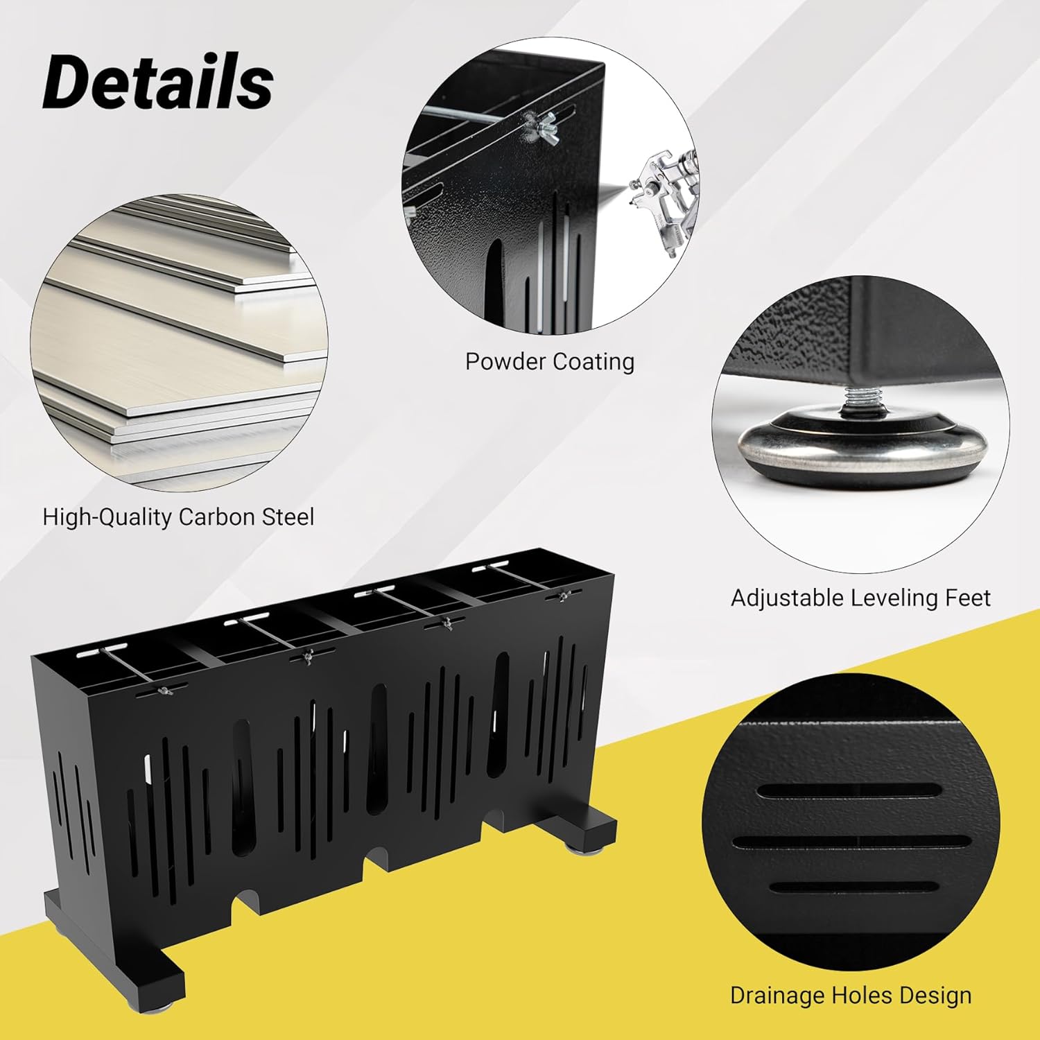 4-Pair Ski Storage Rack w/Width-Adjustable Fixing Bars, Heavy Duty Metal Freestanding Ski Rack - Ideal Organizer for Garage, Home and Store, 26" L ×10.2" W ×13.6" H