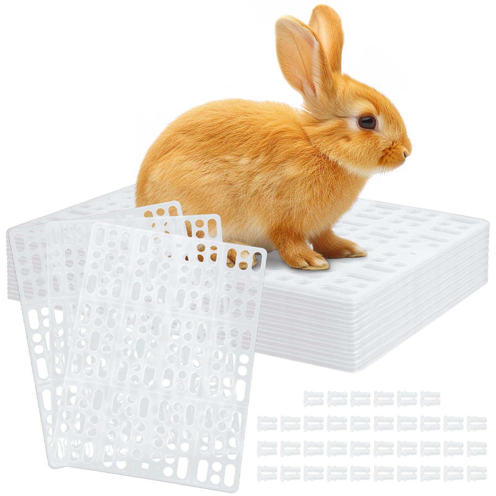 EATHEATY 18 Pack Rabbit Cage Mats - 13x10 Inch Plastic Rabbit Floor Mat with Snap Joint - Small Animal Feet Pads Floor Mat for Pet Cats Dogs Bunny