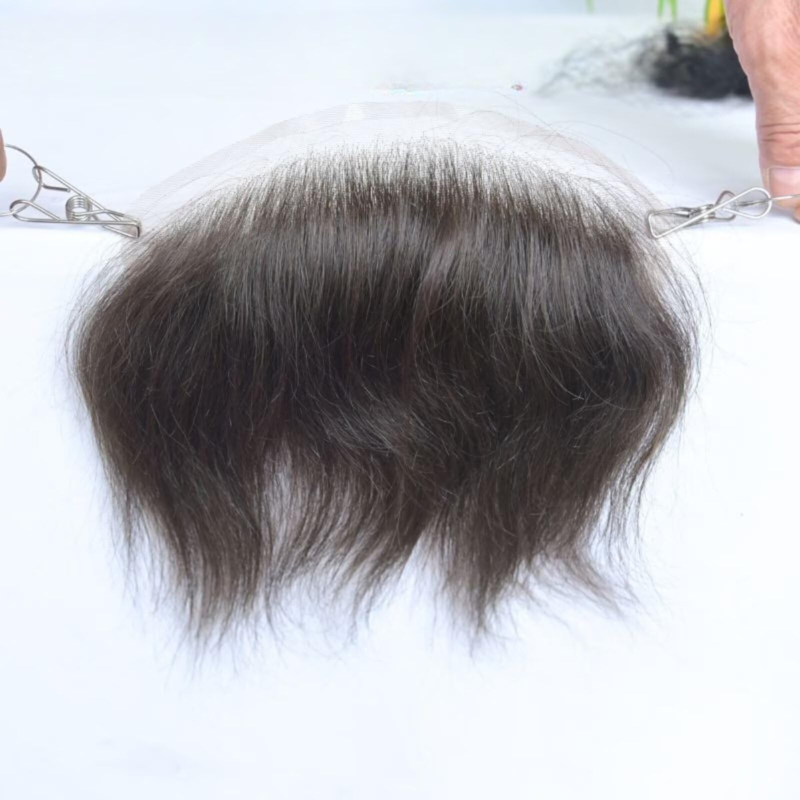 Parrucca per uomo con attaccatura dei capelli sulla fronte, HD, in pizzo invisibile, frontale in pizzo, in PU skin, toupet frontale per uomo, 18x4 cm - 2#