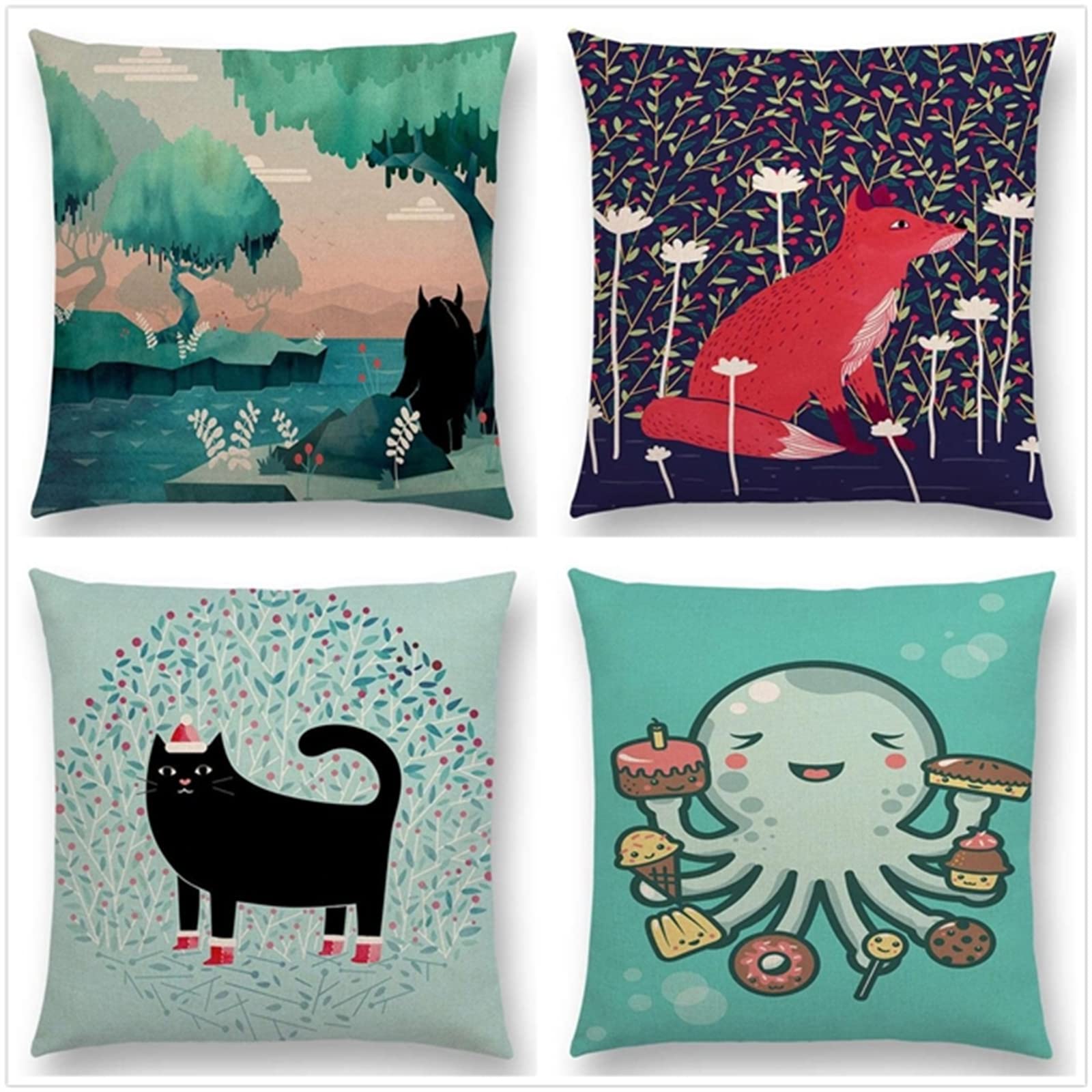 Poszewka na poduszkę 65 x 65 cm, zestaw 4 szt., styl boho, dekoracja do salonu, sypialni, pokoju, poszewka na poduszkę z ukrytym zamkiem błyskawicznym, poduszka na kanapę, na sofę, Boże Narodzenie,