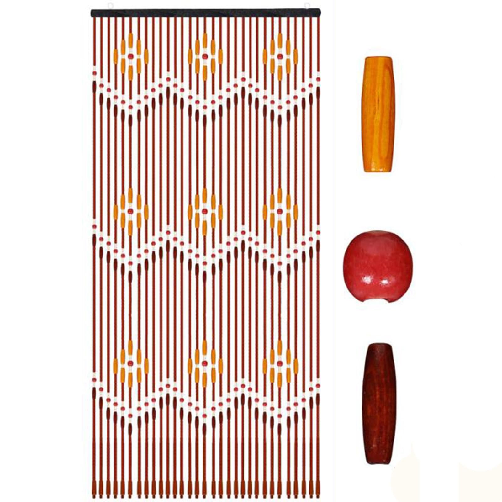 Rideaux en perles de bois de bambou naturel, panneau de rideau anti-mouches suspendu 90 x 220 cm, rideaux séparateurs de décoration rétro, panneaux de rideaux en perles for entrée de couloir de pièce