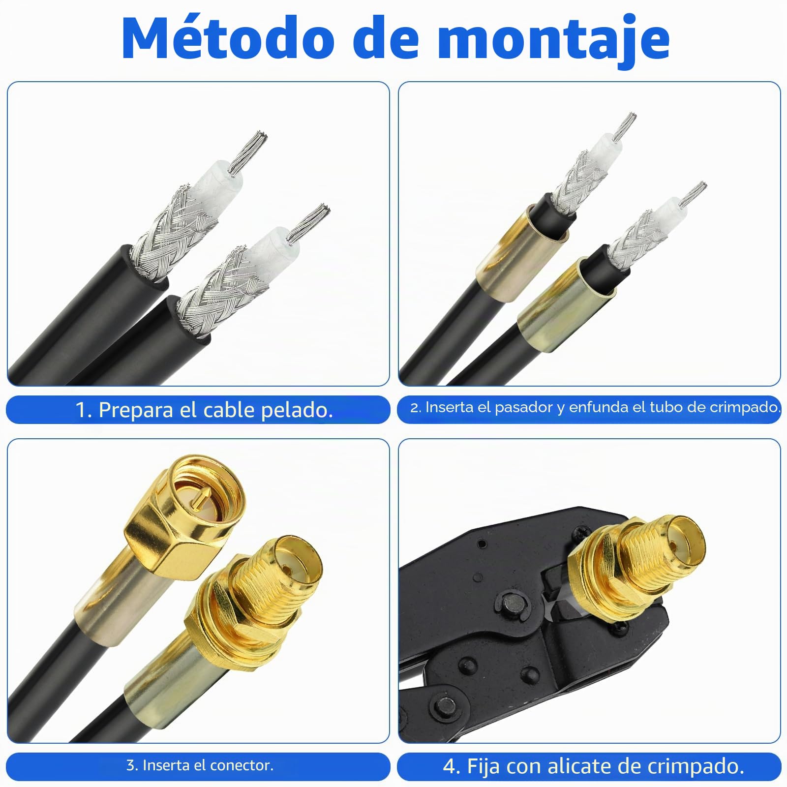 Superbat Cable Coaxial RG58 30m Negro Cable RF Coaxial de 50ohm Cable de Baja Pérdida Compatible con Conector Fakra/SMA/BNC/TNC/N/UHF para Antena Radio CB/Ham Router WiFi etc.