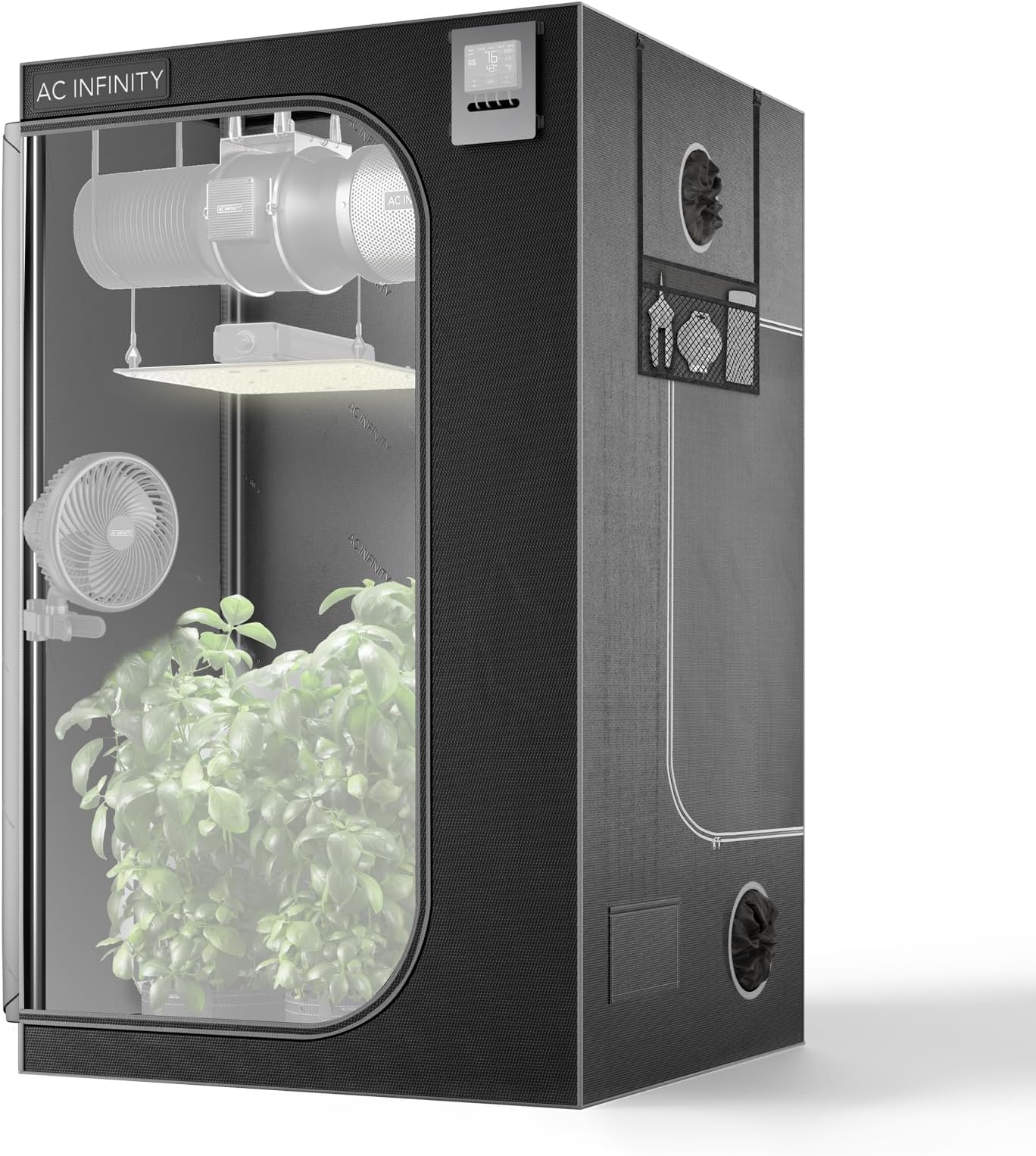 AC Infinity CLOUDLAB 844 Advance Grow Tent 4x4, 120x120x200cm Thickest 2.5cm Poles, Highest Density 2000D Diamond Mylar Canvas, Controller Mount for Hydroponics Indoor Growing, 48"x48"x80"
