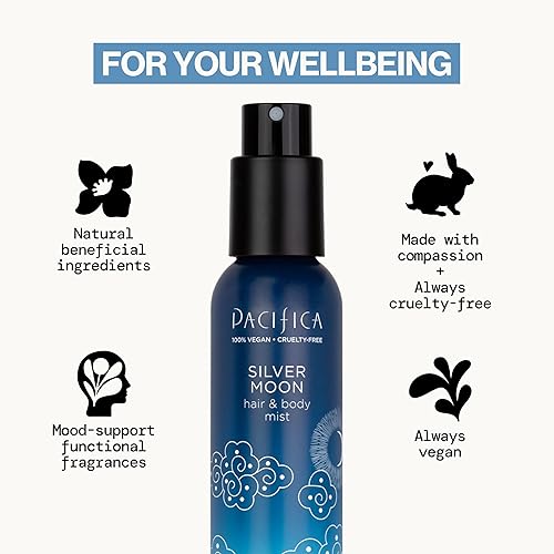 Vista 133 de Pacifica - Atomizador de fragancia corporal y perfume para el cabello Blue Moon con lavanda y grosella, sin alcohol, vegano y no testado
