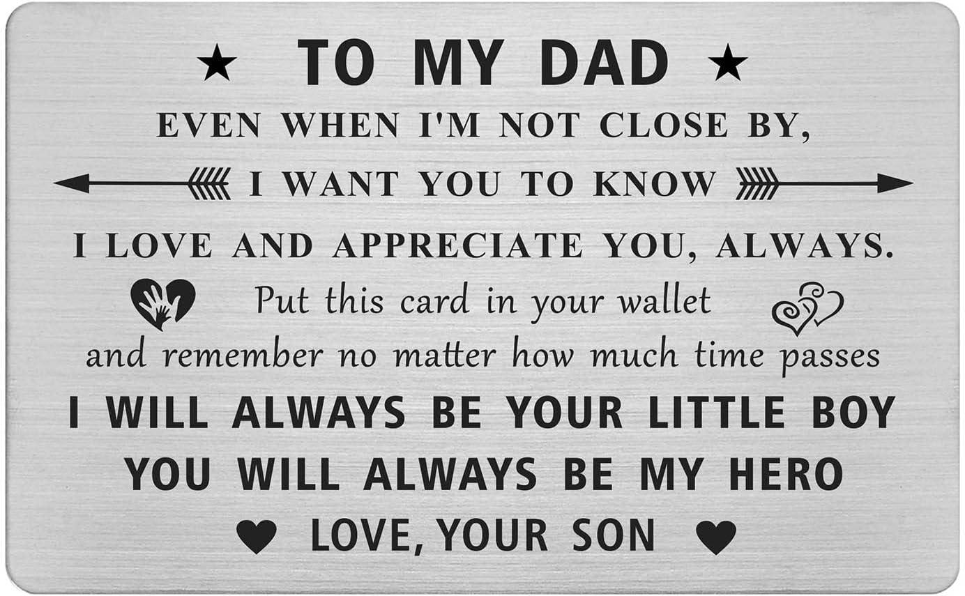 Jzxwan Dad Gifts from Son, Best Father Card for Men, Dad Birthday Card Gifts Ideas, Daddy I Will Always be Your Little Boy Christmas Wallet Card Present