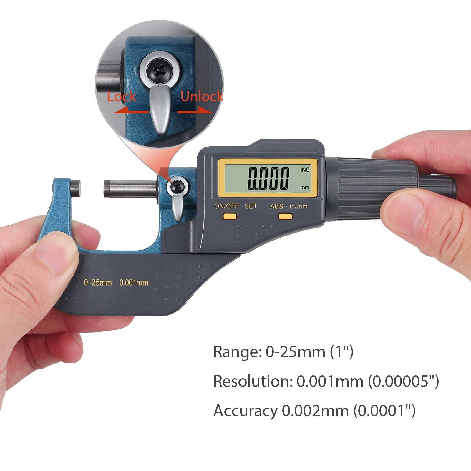 Proster Digital Outside Micrometer 0-1" Electronic Micrometer Inch/Metric Diameter Caliper 1