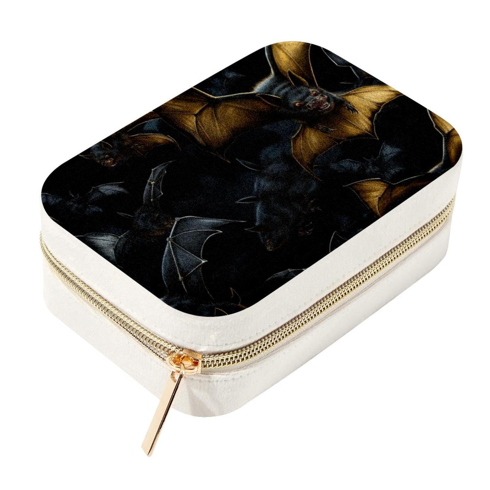 Organiseur de voyage pour bijoux et colliers, boîte compacte motif chauve-souris pour le week-end