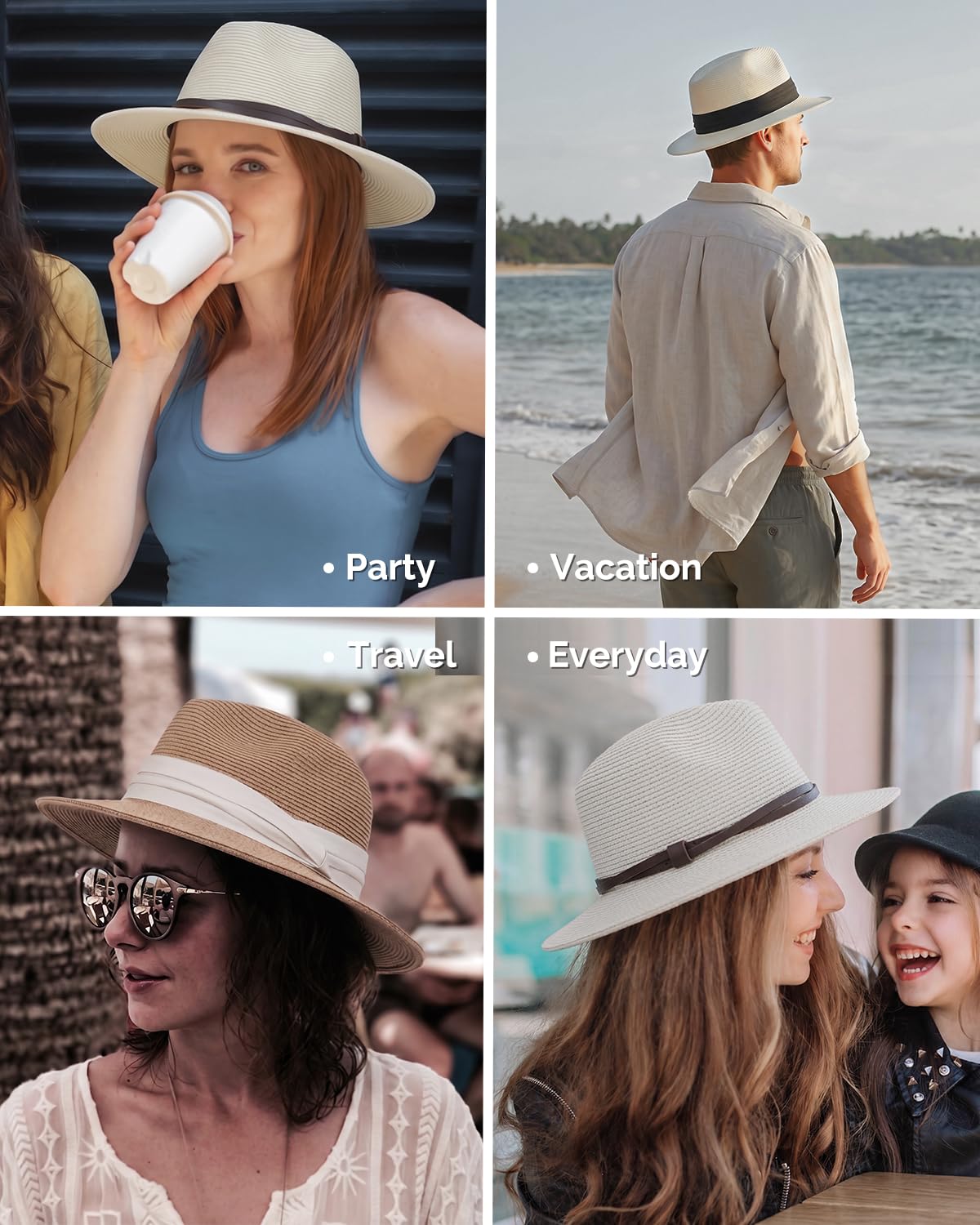 Creekstone Cappello da sole Panama Ultralight Cappello di Paglia Fedora UPF 50+ Cappello da Spiaggia a Tesa Corta Pieghevole Estate Donna Uomo