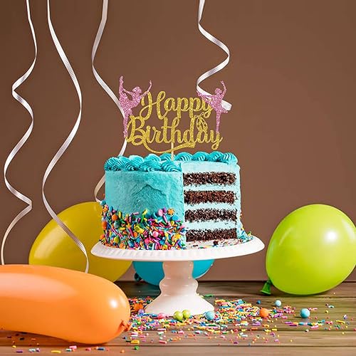 Miniatura 5 de WeBenison Decoración de pastel de ballet con purpurina, suministros de pastel de bailarina bailarina, decoración de fiesta de cumpleaños de