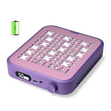 HALMAI Rechargeable Cordless Nail Dust Collector - 800Pa Suction & 5000 RPM Brushless Motor, Portable Salon Tool for Acrylic Nails with Reusable HEPA Filter, Multi-Color Options Mauve Violet