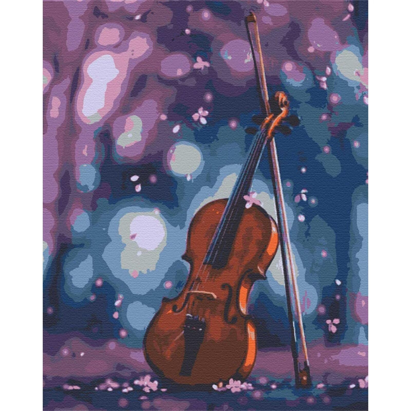 Malowanie skrzypcami po numerach, dla dorosłych, bez ramy, 66 x 76 cm, malowanie według numerów, dla dorosłych, początkujących, z pędzlami i pigmentem akrylowym, obraz olejny na płótnie do dekoracji