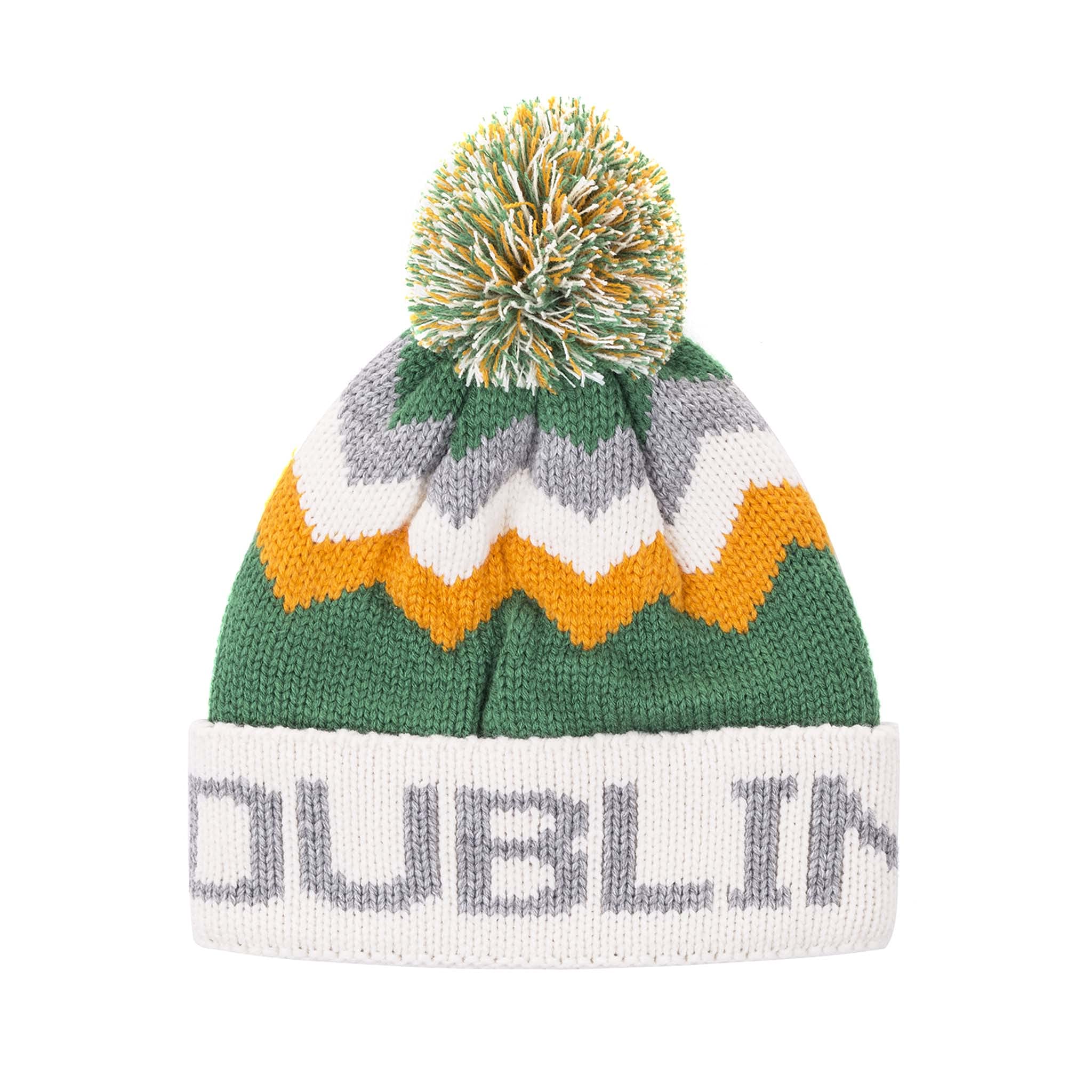 Eurostick Scotland Wales Ireland City Bobble Pom Pom Beanie Hat (Dublin Green/Cream/Gold)