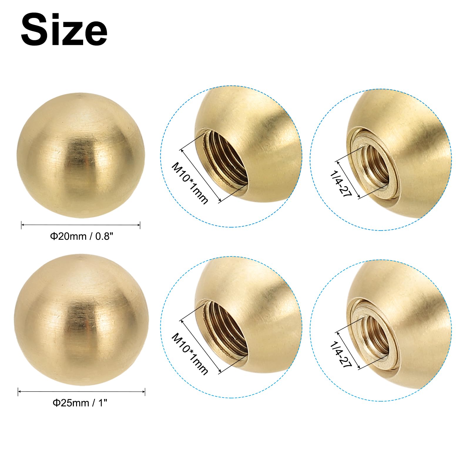 PATIKIL 20mm 25mm Ball Lamp Finials Caps Knob - Image 2