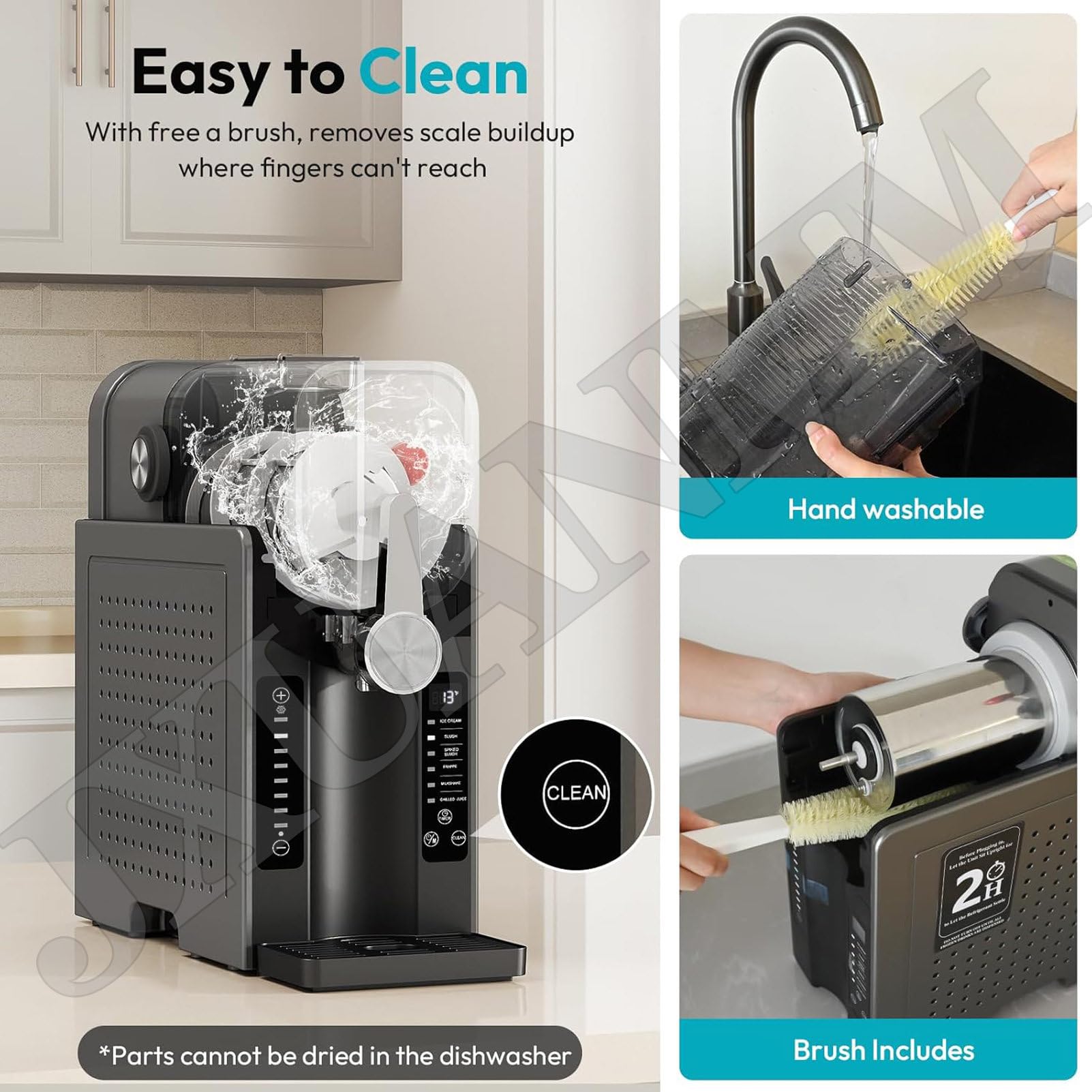 Machine a Granita, 6-in-1 Slush Machine, Capacité 2.5L, 6 Programmes Prédéfinis, pour Maison Restaurant Café, 220V,42cm(L) x19cm(W) x42cm(H)