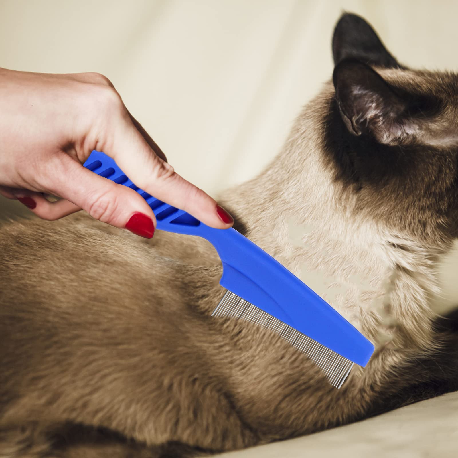 Cobee Peigne anti puces pour chien Peigne de toilettage pour chien et chat Peignes anti taches pour animaux de compagnie Outil de retrait de toilettage des dents fines (4 pièces)