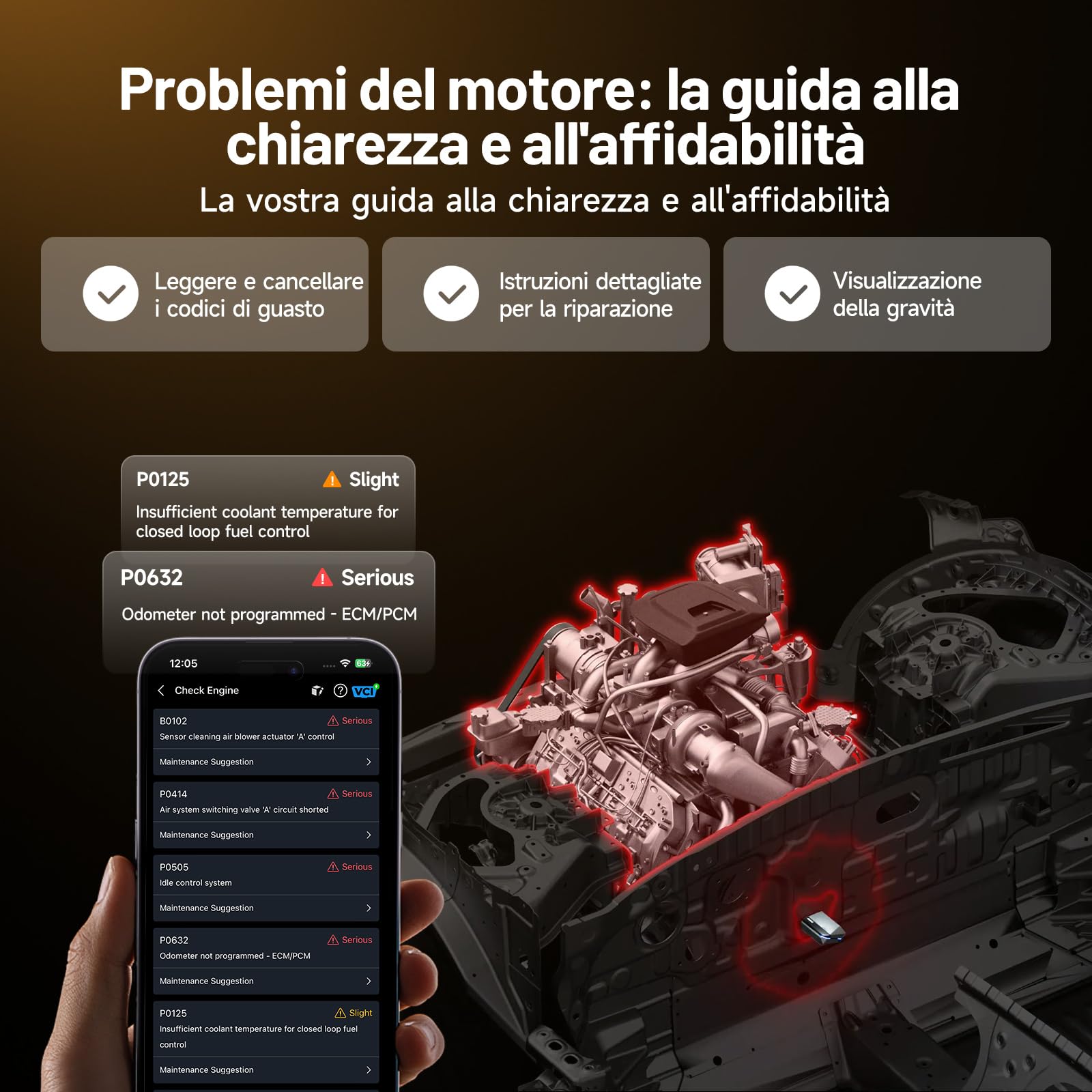 TOPDON CarPal-A OBD2 Auto Diagnostica, Bluetooth Diagnosi Auto Professionale in Italiano, 6 Servizi di Reset, AutoVIN, Ispezione Motore, Controllo Smog, Guida alle Riparazioni
