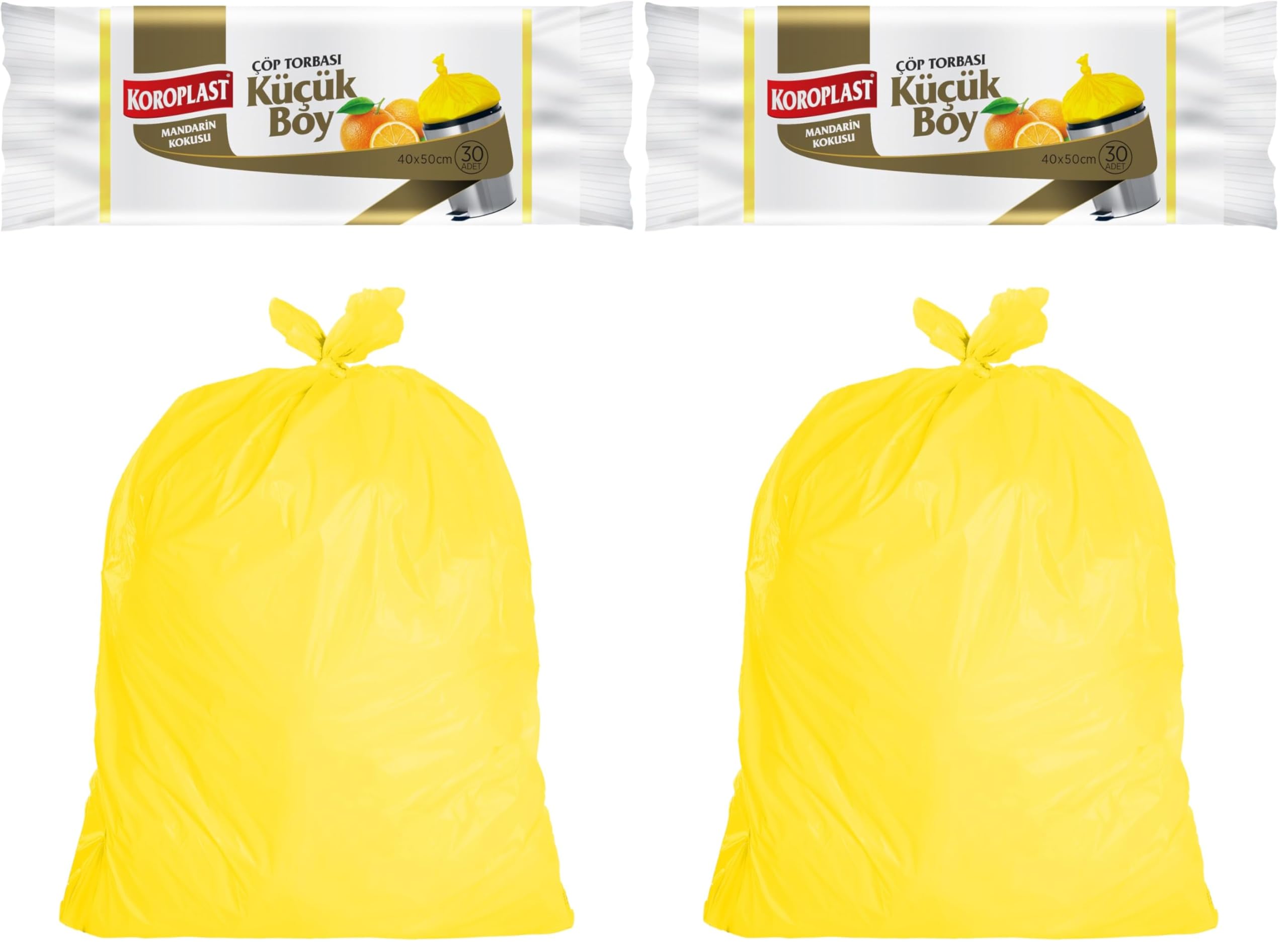 Koroplast Mandarin Kokulu Küçük Boy Çöp Poşeti 30'lu 40x50 cm, Sızdırmaz ve Yırtılmaz, Kötü Koku Karşıtı Kokulu Küçük Boy Çöp Torbası, Geri Dönüştürülebilir Atık Torbası, Güçlü ve Dayanıklı Çöp Poşeti