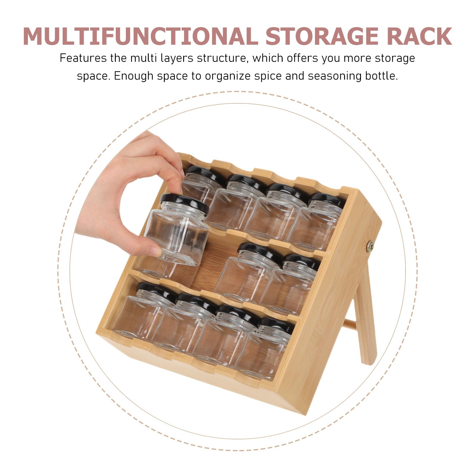 DOITOOL Estante de Especias y Gran Capacidad de Madera Estructura de Múltiples Niveles Soporte Versátil para Especias para Organizar Botes de Condimentos en Cocina
