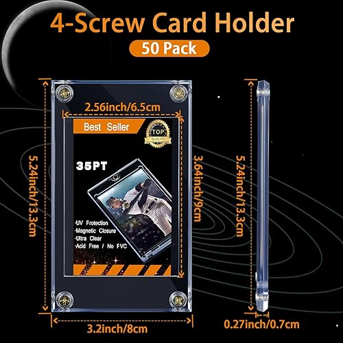 Miniatura 2 de Protector de tarjeta acrílico con tornillo, protector de tarjeta de béisbol de 35 PT, protectores transparentes para tarjetas de béisbol, fútbol,