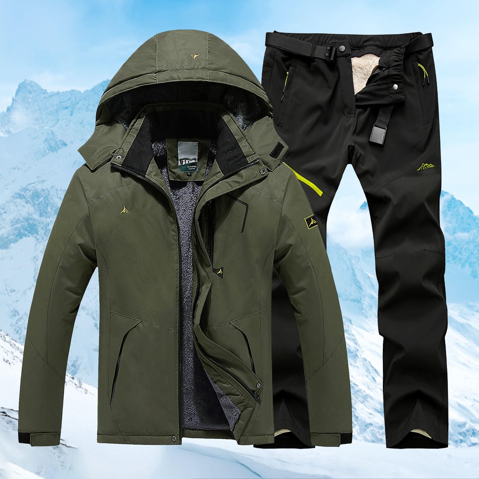Conjunto de chaqueta y pantalones de esquí para hombre, impermeable, traje de esquí para hombre, 2 piezas, trajes de snowboard de montaña, traje de nieve a la moda, traje de nieve softshell para
