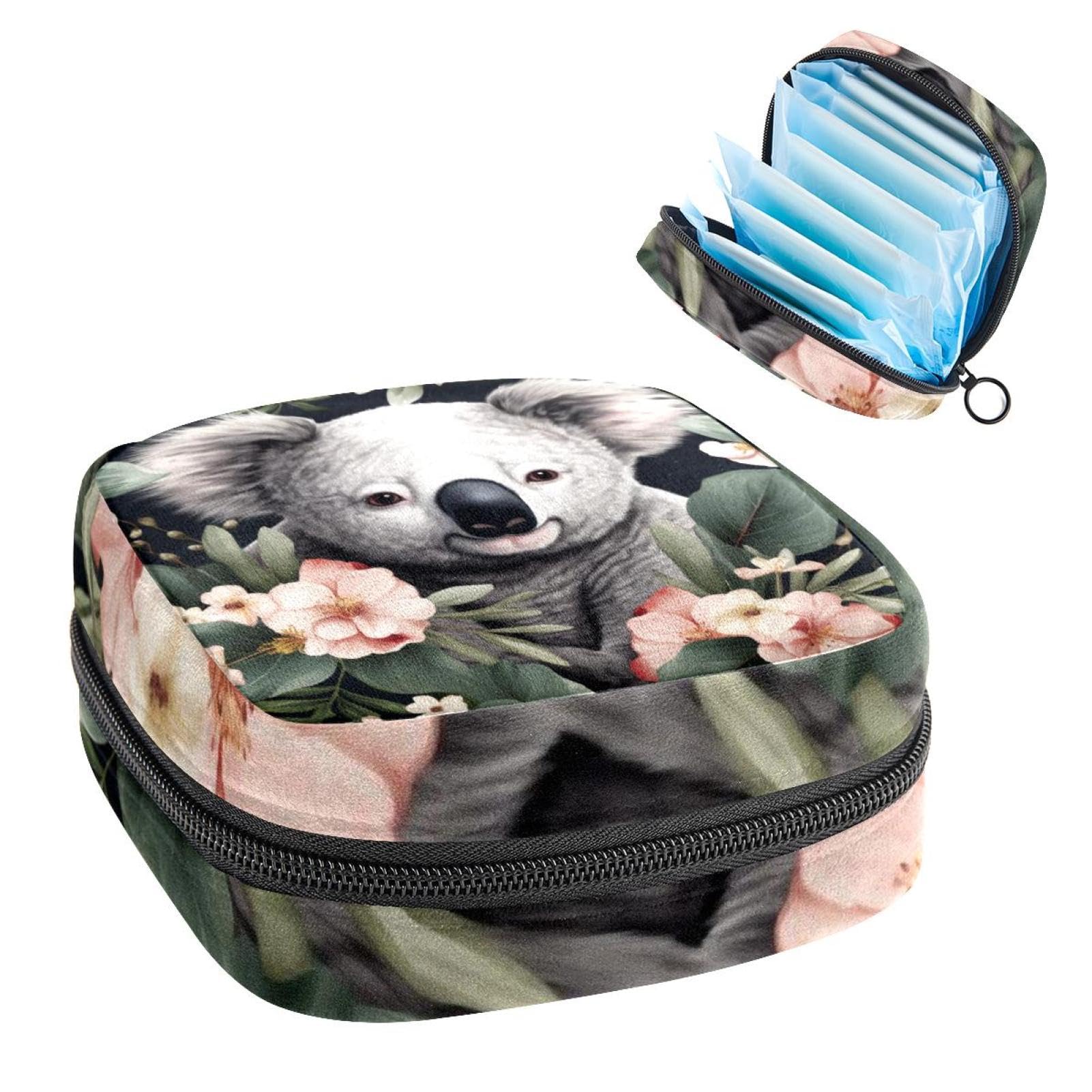 Koala Menstrual Pad Purse for School, Tampons Collect Pouch for Women Girls, Soft Sanitary Napkin Disposal Bags