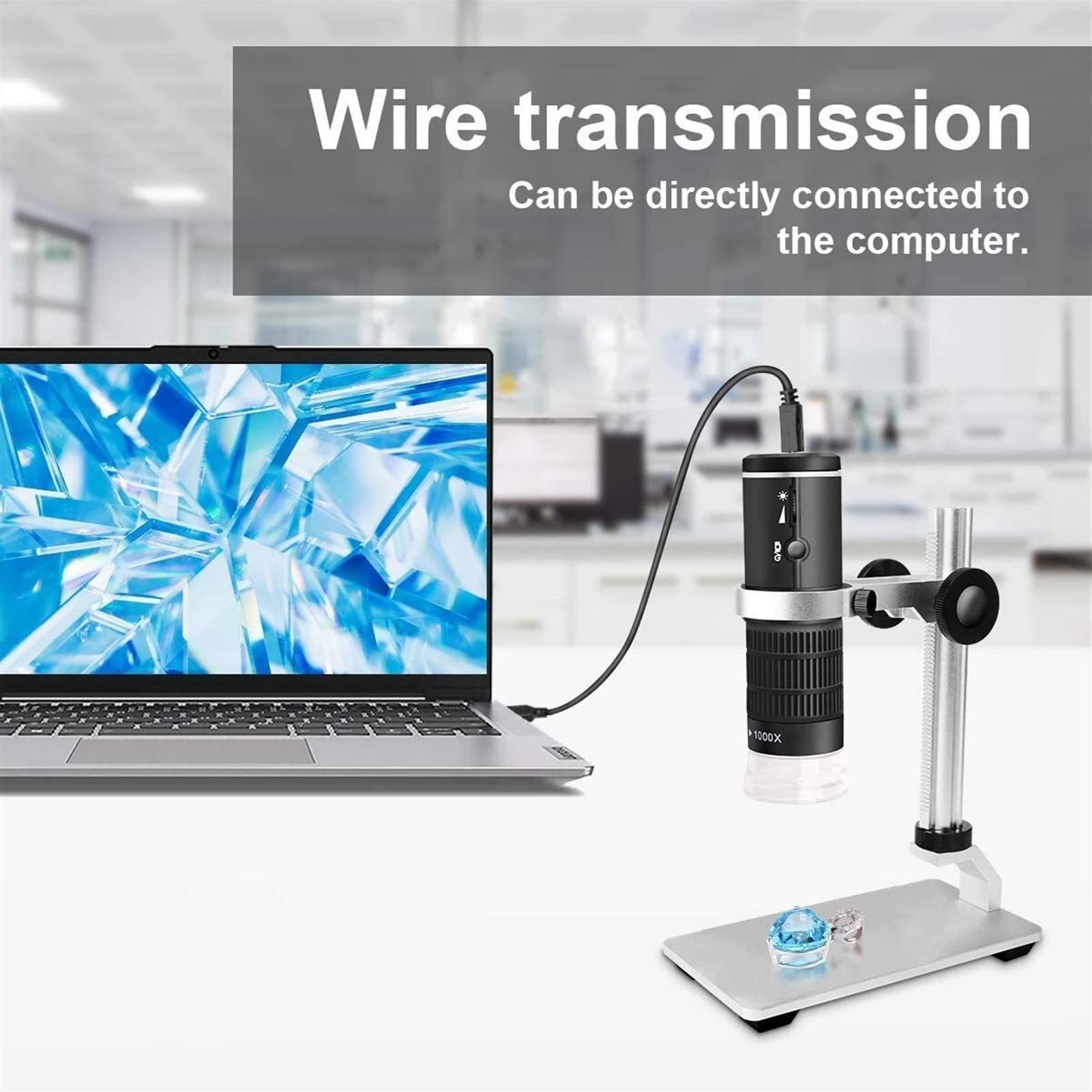 Digitales Mikroskop, 50-1000x WiFi. USB Digital-Mikroskop-Funkvergrößerungs-Endoskop 8 LED Mini HD Kamera mit aktualisierter stativer tragbarer Fall