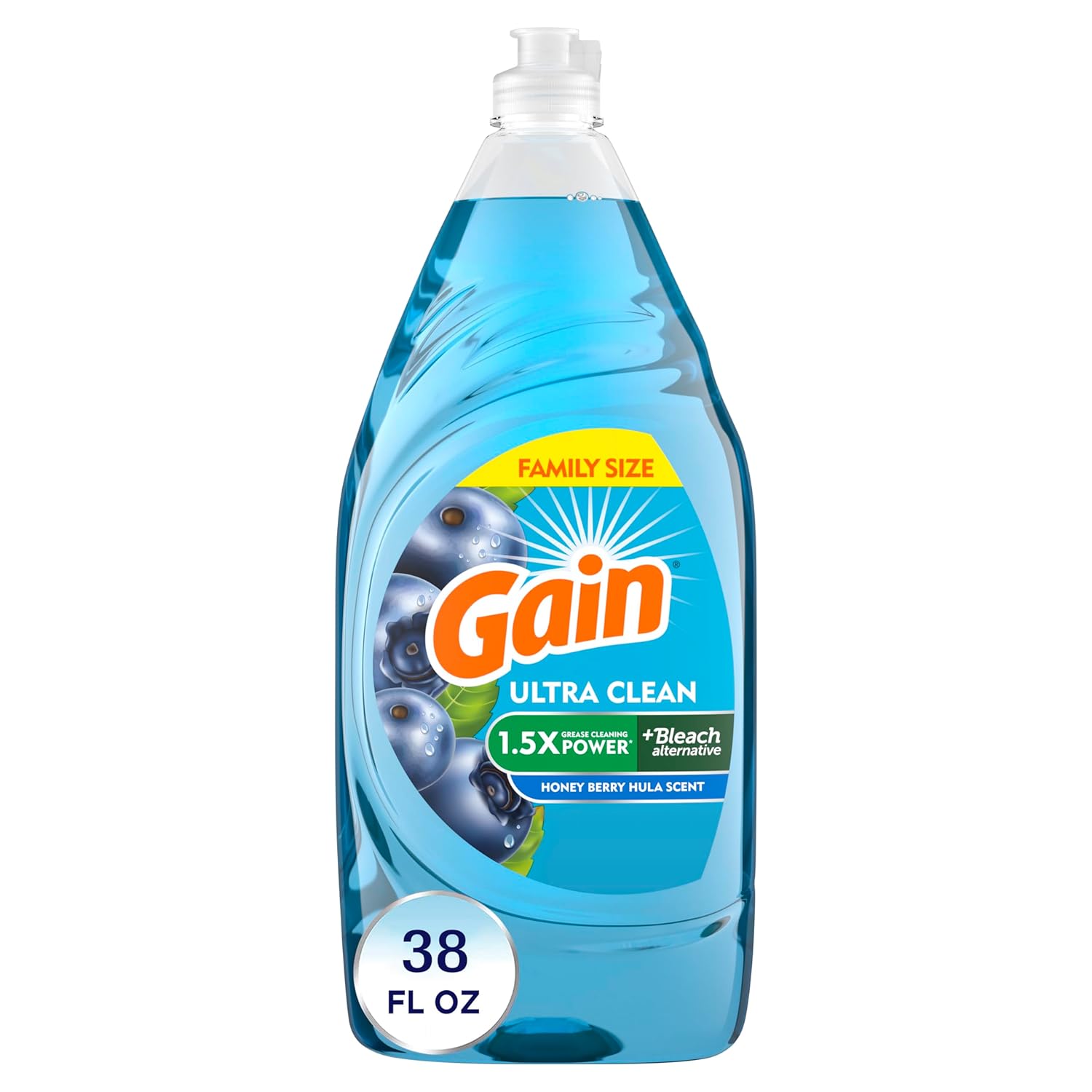 Gain Ultra Bleach Alternative Dishwashing Liquid Dish Soap, Honey Berry Hula Scent - 21.6 Fluid Ounce (Pack of 4)