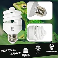 Vista 4 de LUCKY HERP Mini luz de reptil UVA UVB 5.0 5W, bombilla UVB para todos los reptiles tropicales y subtropicales, bombilla fluorescente compacta UVB