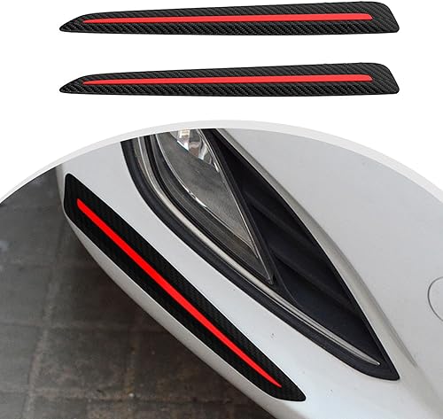 2 tiras anticolisión para parachoques delantero y trasero de automóvil, 11.8 x 1.3 pulgadas, protector de fibra de carbono para esquinas delanteras