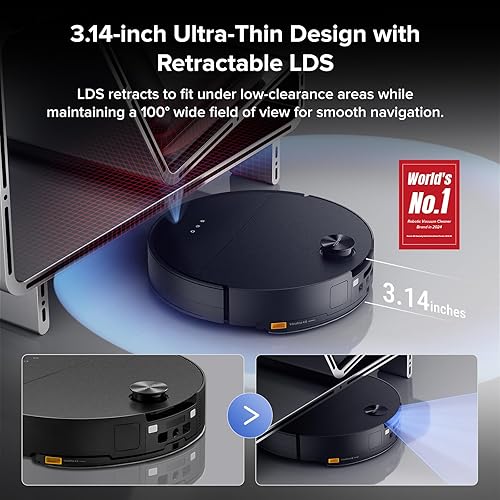 Miniatura 3 de roborock Saros 10 con sistema de recarga y drenaje, robot aspirador y trapeador, succión de 22,000 Pa, evitación de obstáculos AI, 3.14 pulgadas