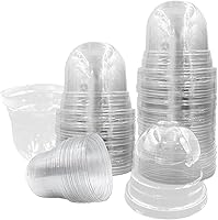 Vista 8 de Macetas de vivero transparentes de 6 pulgadas con cúpula de humedad, paquete de 30, maceta reutilizable para semillas con agujeros de drenaje