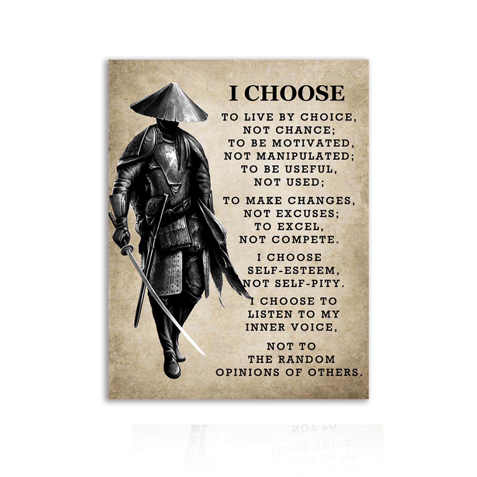 Creoate Inspirational Wall Art Samurai Poster Canvas Print Fremed Artwork Vintage Japanese Canvas Wall Decor for Home Office Bedroom Unframed 8x12inch