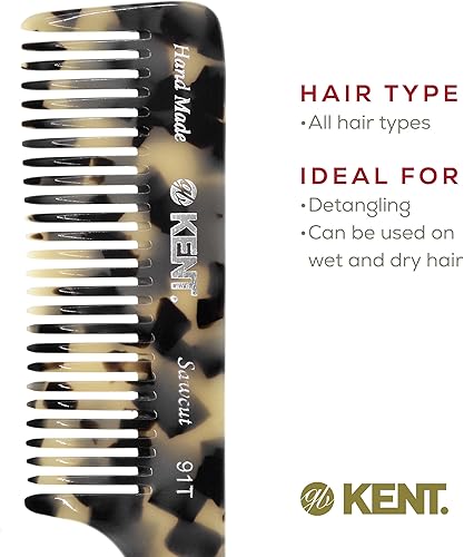 Miniatura 6 de Kent 91T TW - Peine desenredante para mujer, peine de dientes anchos para cabello rizado y ondulado, para uso en cabello seco o húmedo, peine de