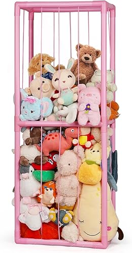 Soporte de almacenamiento de animales de peluche en el zoológico, estante organizador de almacenamiento de felpa de PVC con banda elástica para