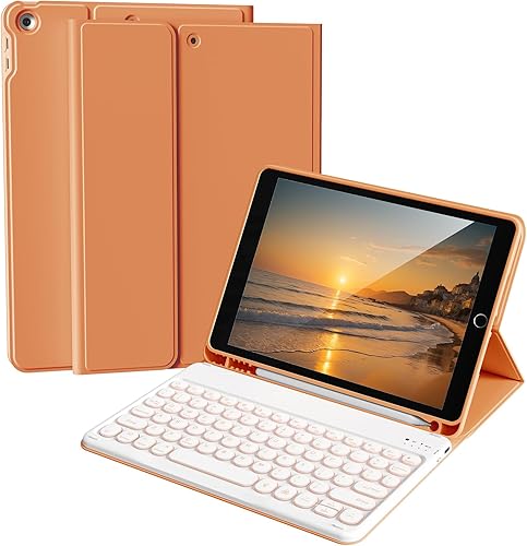 Miniatura 73 de aoub Funda para iPad de 9ª/8ª/7ª generación de 10.2 pulgadas, funda de teclado Bluetooth inalámbrica desmontable, funda trasera de TPU suave