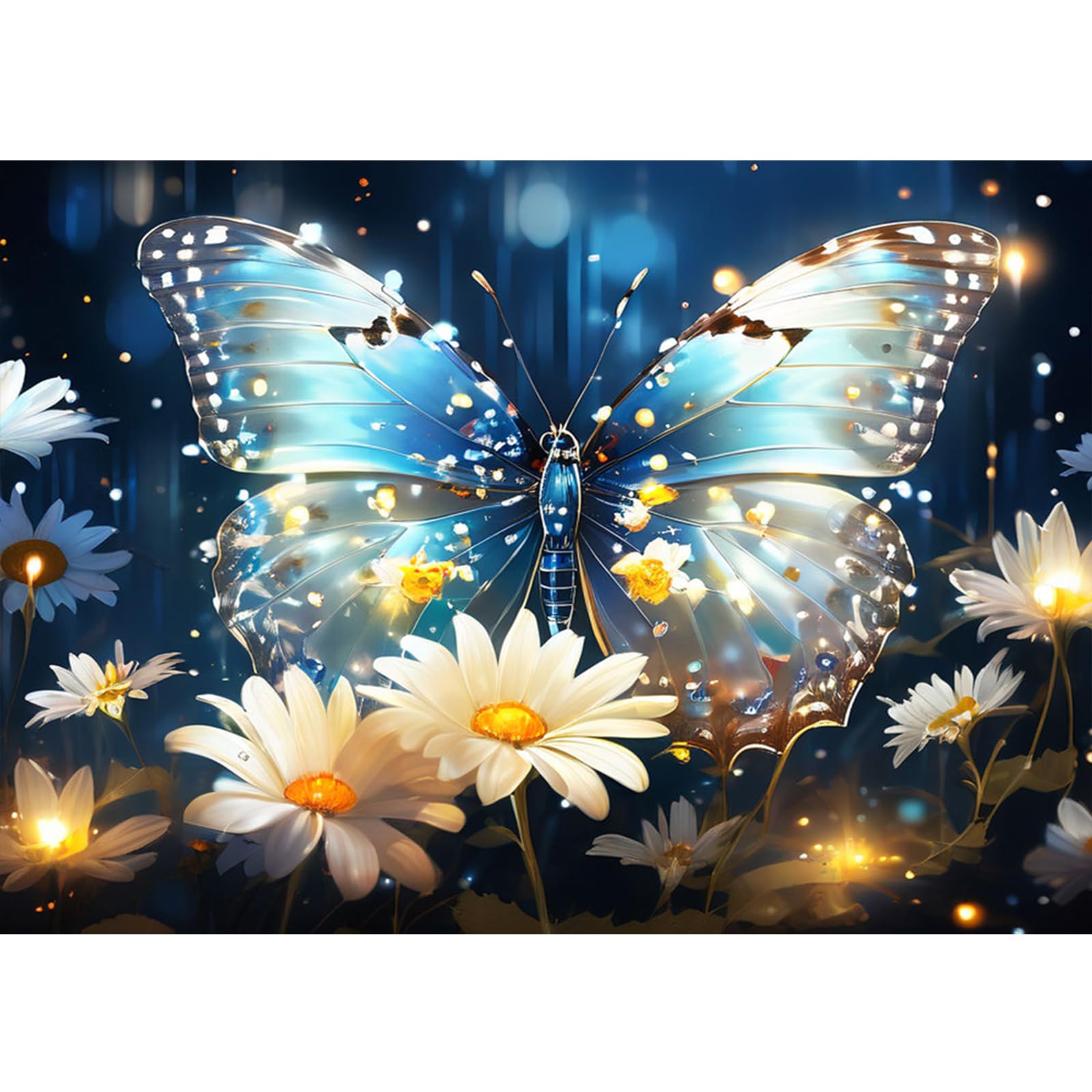 Daisy and Butterfly Diamond Art Kits for Adults Beginners, Butterfly Diamond Painting Kits for Adults, Daisy DIY 5D Full Drill Crystal Gem Art Diamond Dots for Gifts Home Wall Decor 12x 16 inch