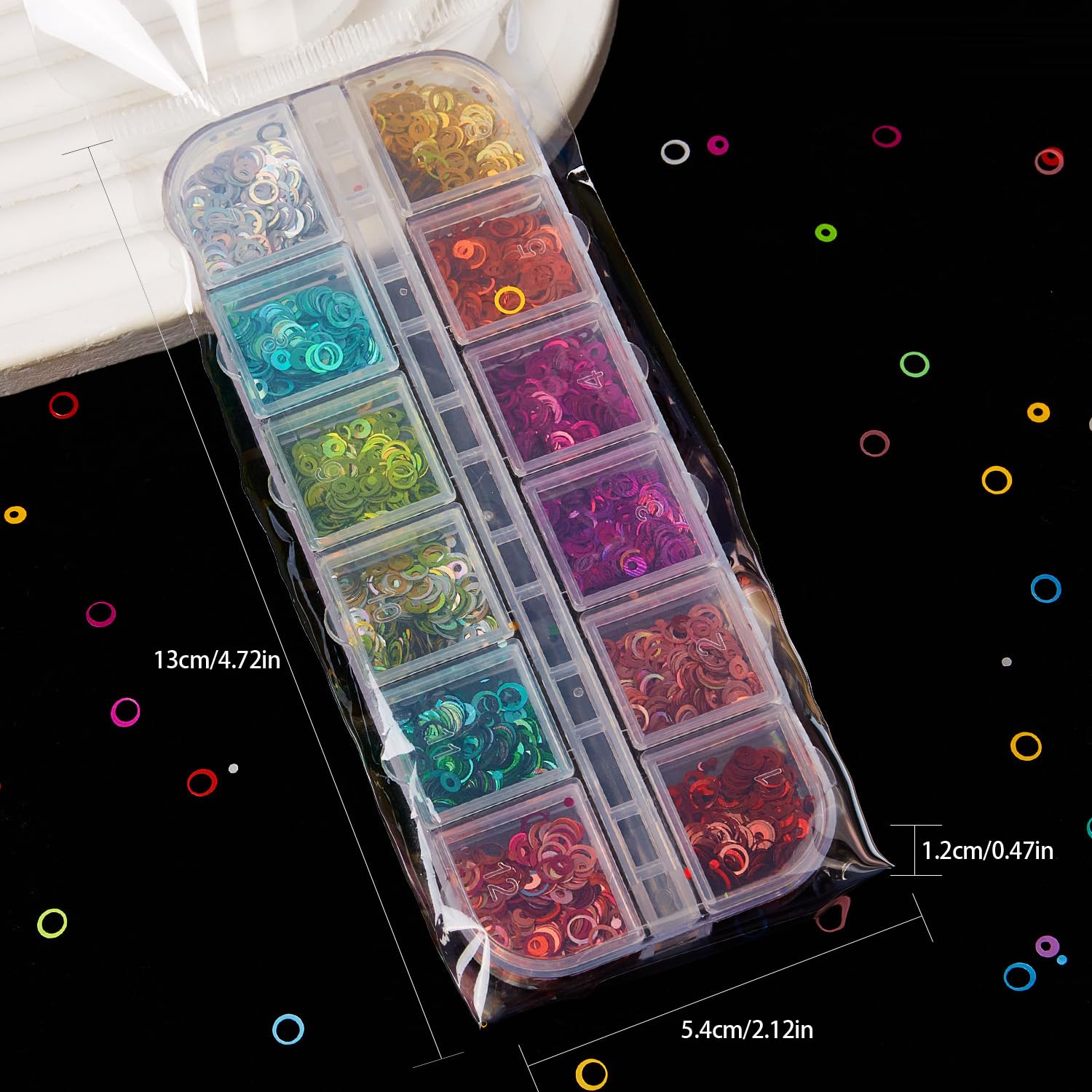 36 Grid Nail Sequins Nail Art Glitter Nail Sequins Glitter Metallic Shining Flakes Hollow Out Nail Charms Manicure Tips Nail Art DIY at Home Nail Supplies Nail Decorations Accessories