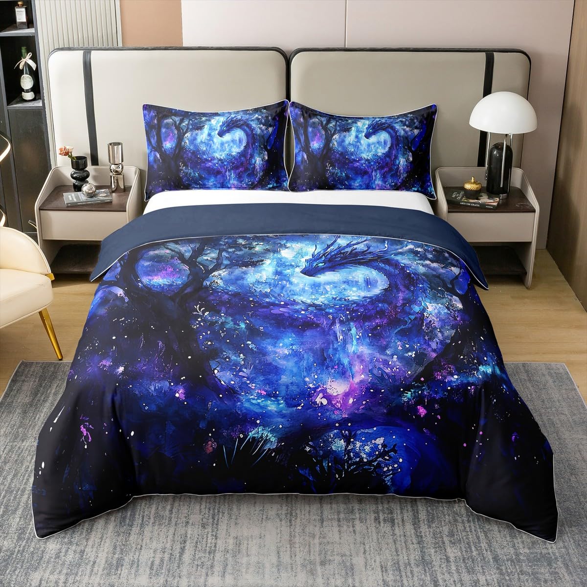 Housse de couette dragon 135x200 pour chambre enfant et ado