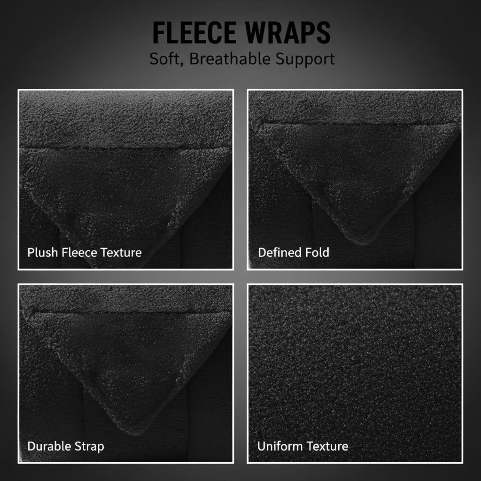 Reitbandagen für Pferdebeine oder Handgelenkschutz, 4-teiliges Fleece-Bandagen-Set, Pferdebeinbandagen, weiche, atmungsaktive Reitschützende Beinbandagen, schwarz