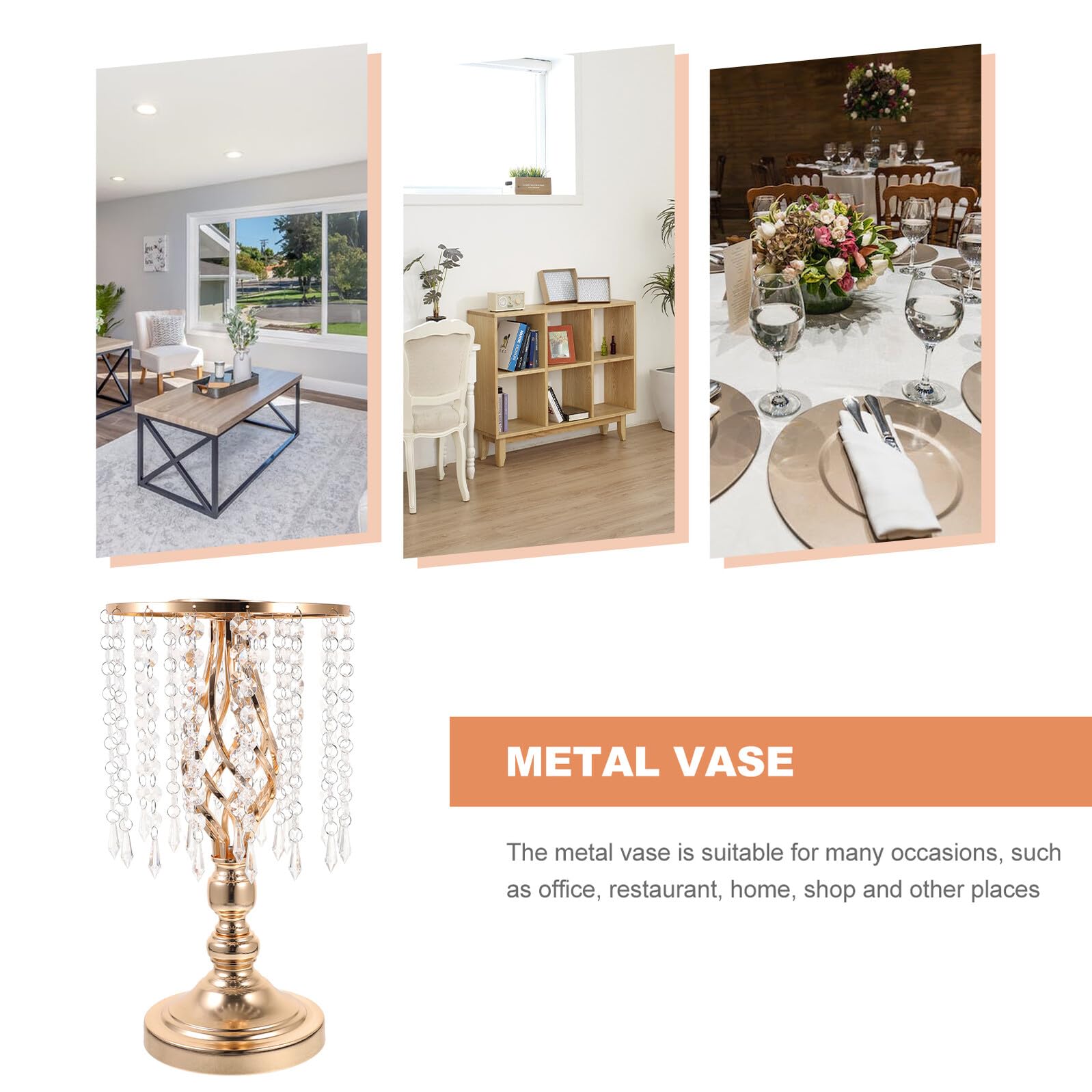 Happyyami Metallvase für Tischdekoration Hochzeit Zierlicher Kerzenhalter aus Eisen Trockenblumenständer 40cm Goldfarben für Party und Wohnraum