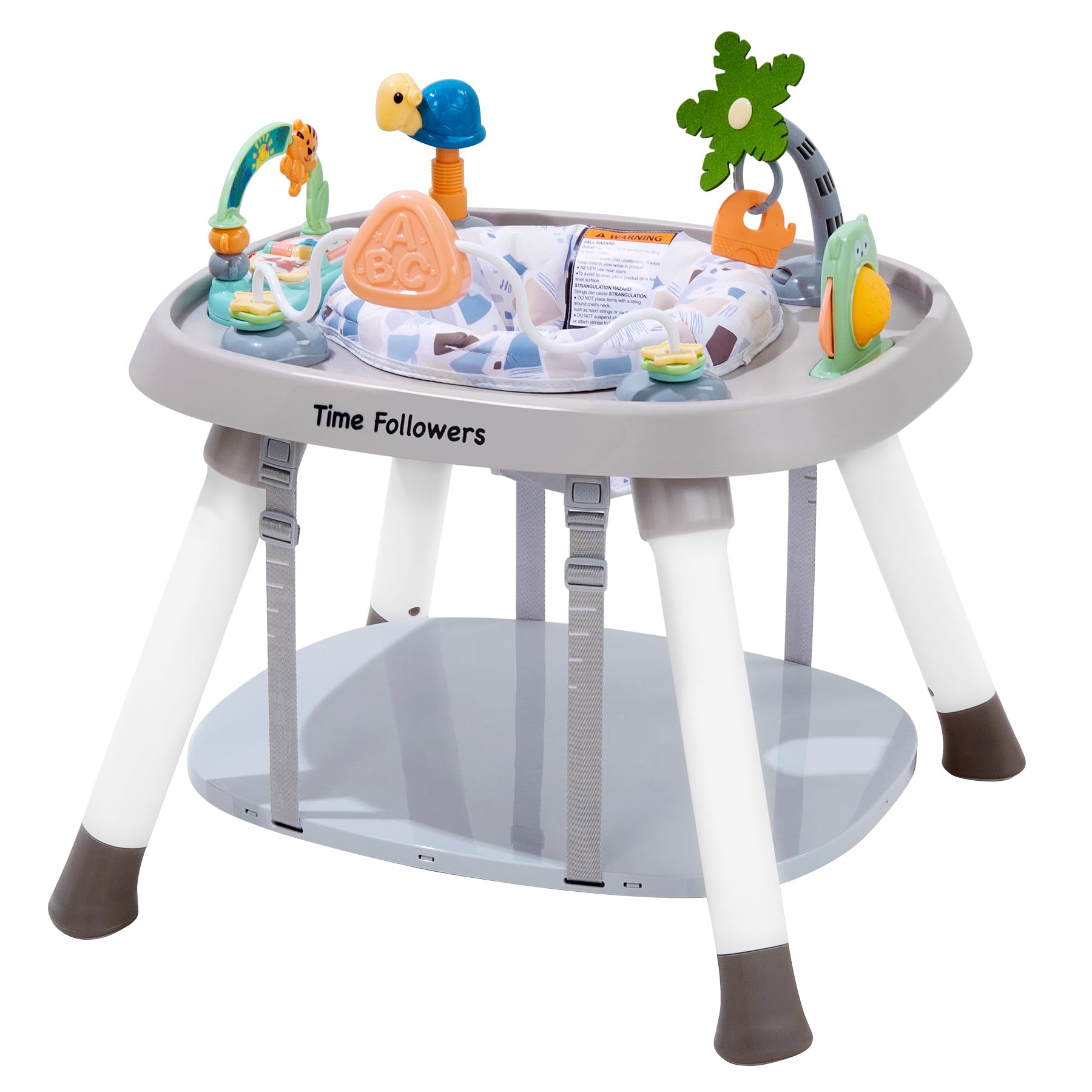 Centro de actividades para bebés Time Followers 4 en 1, mesa de juego estacionaria de pie para niños pequeños con crecimiento en 3 etapas, asiento para tiempo boca abajo, saltadores, mecedoras, esencial para bebés a partir de los 6 meses