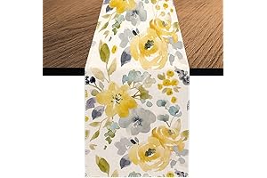 13 x 70 inch Yellow Floral Table Runner