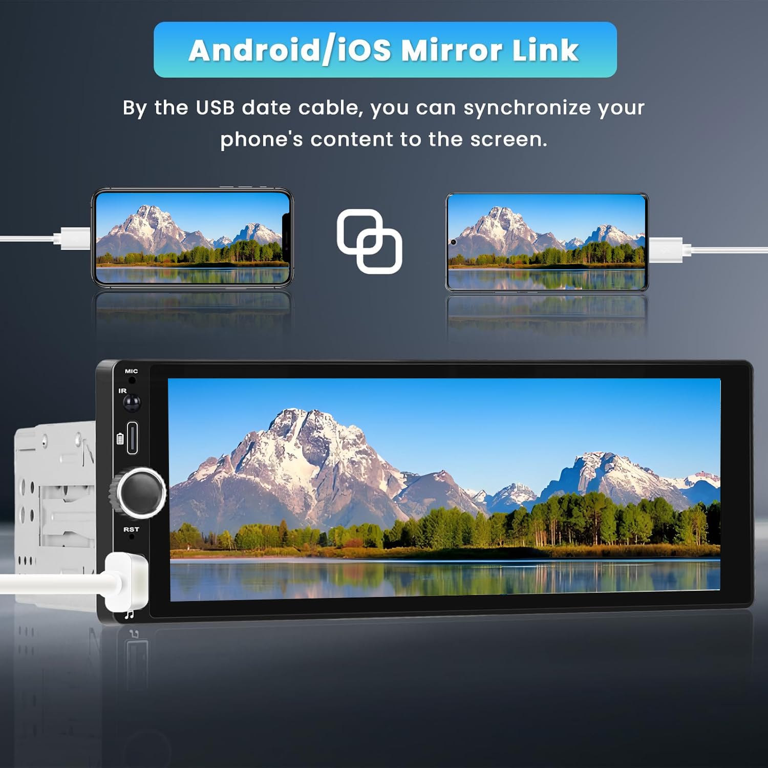 Autoradio 1 DIN con Schermo CarPlay & Android Auto – 6.9 Pollici Touchscreen Radio Auto con Schermo, Stereo Auto Bluetooth Supporta Mirror Link/FM Radio/USB/EQ con Telecamera Posteriore