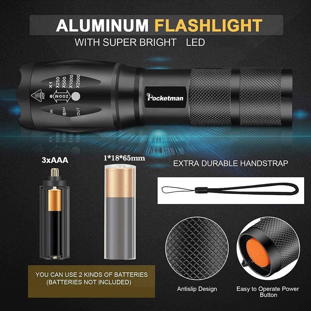 Boek LED Tactical Flashlight Super Bright Emergency Handheld Flash Light Portable Tactical Torch Outdoor Water Resistant Torch with 5 Light Modes（4 Pack）