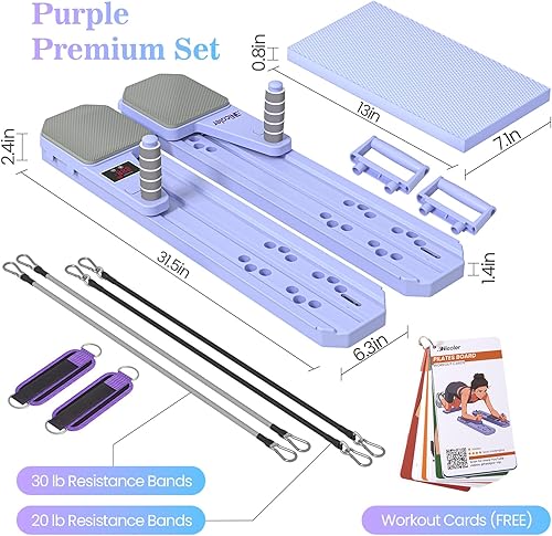 Miniatura 7 de Nicoler Portable Pilates Reformer Set- Pilates Board 8-in-1 Multi-Functional Pilates Equipment