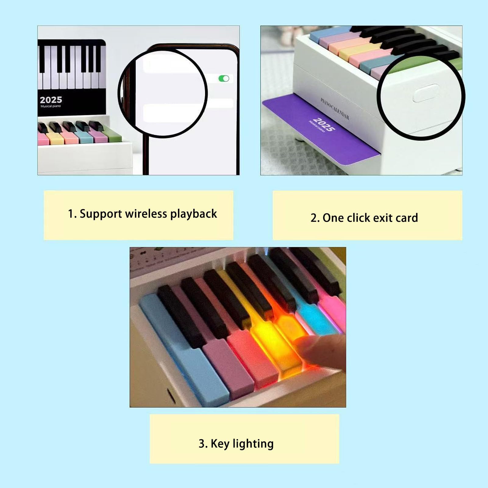Kalendarz Biurka Fortepianowego 2025, Mini Kalendarz Biurka Fortepianowego z 27 Kartami dla Rodziny i przyjaciół (WHITE)