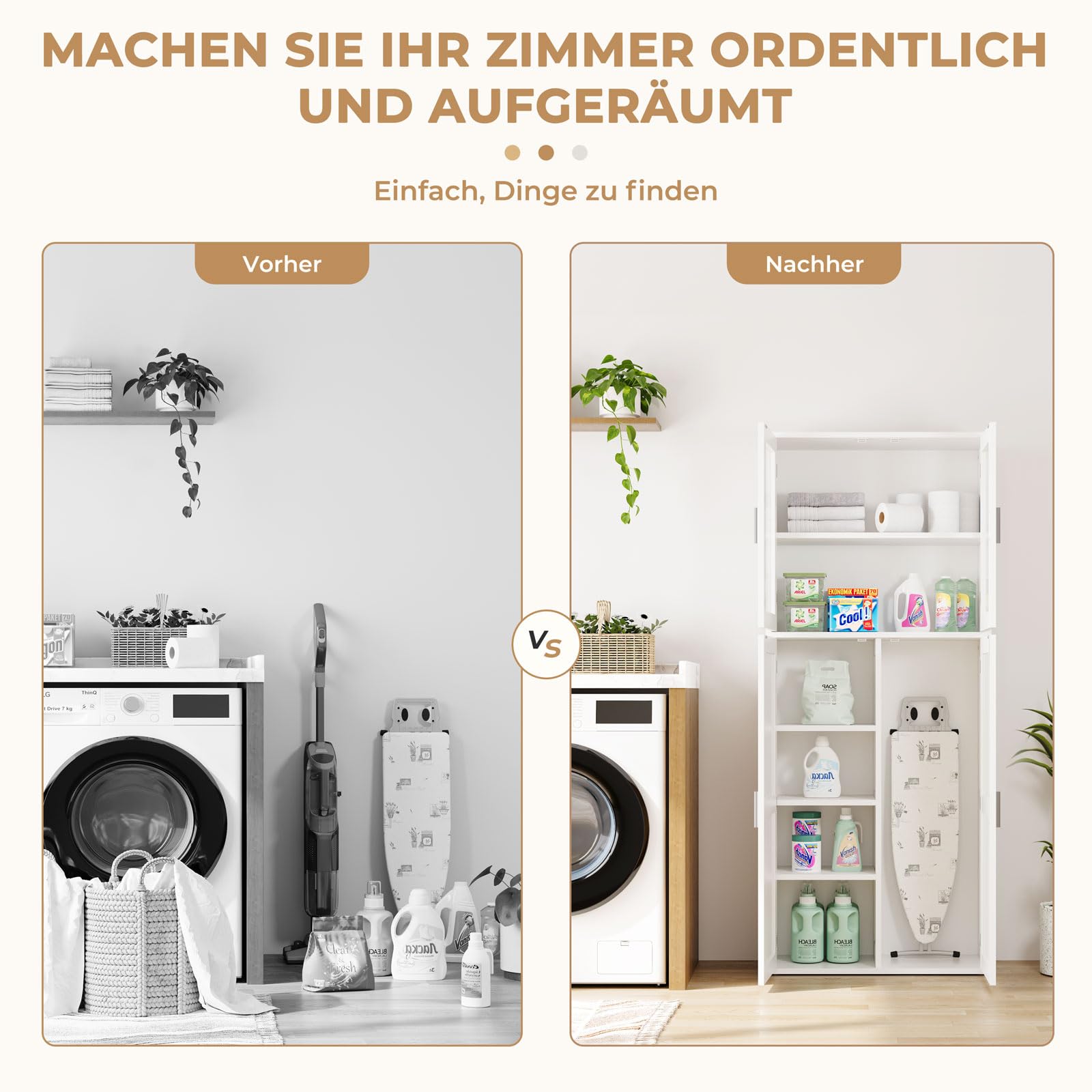 Dripex Besenschrank mit Sichtfenster aus Acryl 168x30x70cm, Holz | Mehrzweckschrank Haushaltsschrank Putzschrank mit Verstellbarer Einlegeboden für Küche Wohnzimmer Esszimmer, Weiß
